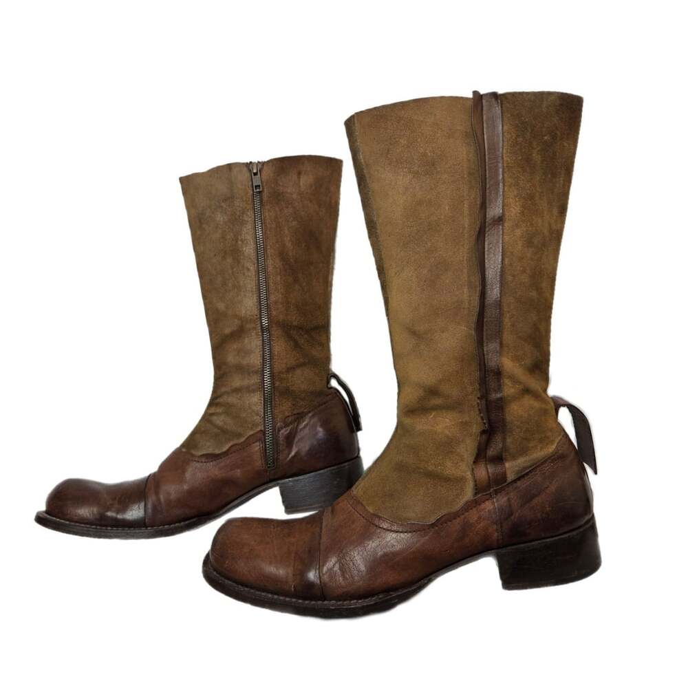 Laura Vintage Brown Leather and Suede Mid-Calf Boots Size EU 39/ US 8.5